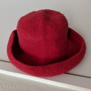 Vintage red wool winter hat